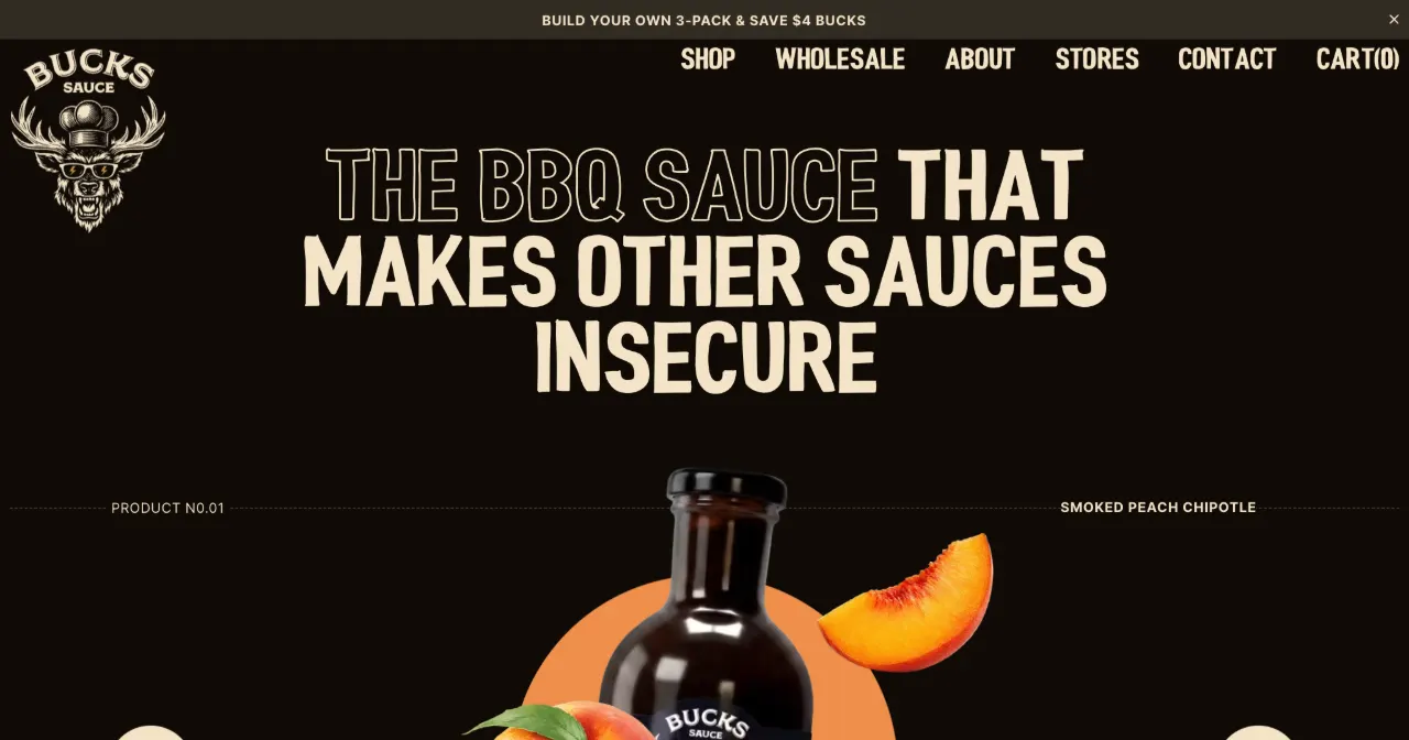 Capture d’écran du site Bucks Sauce