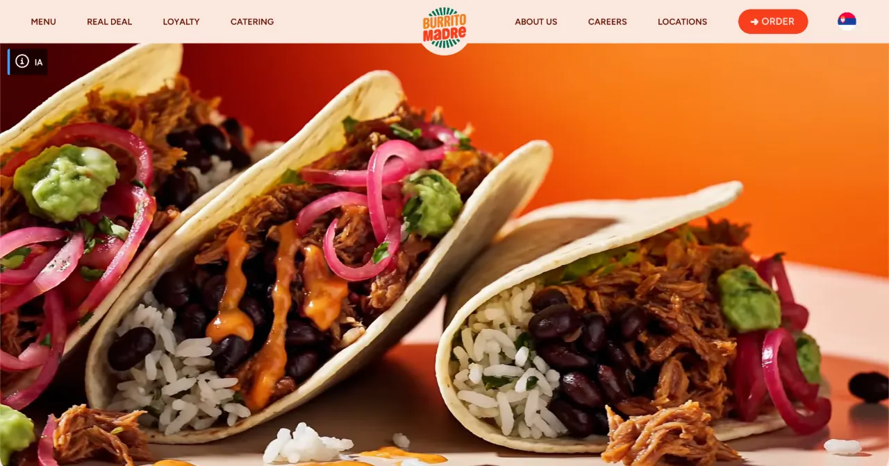 Capture d’écran du site Burrito Madre