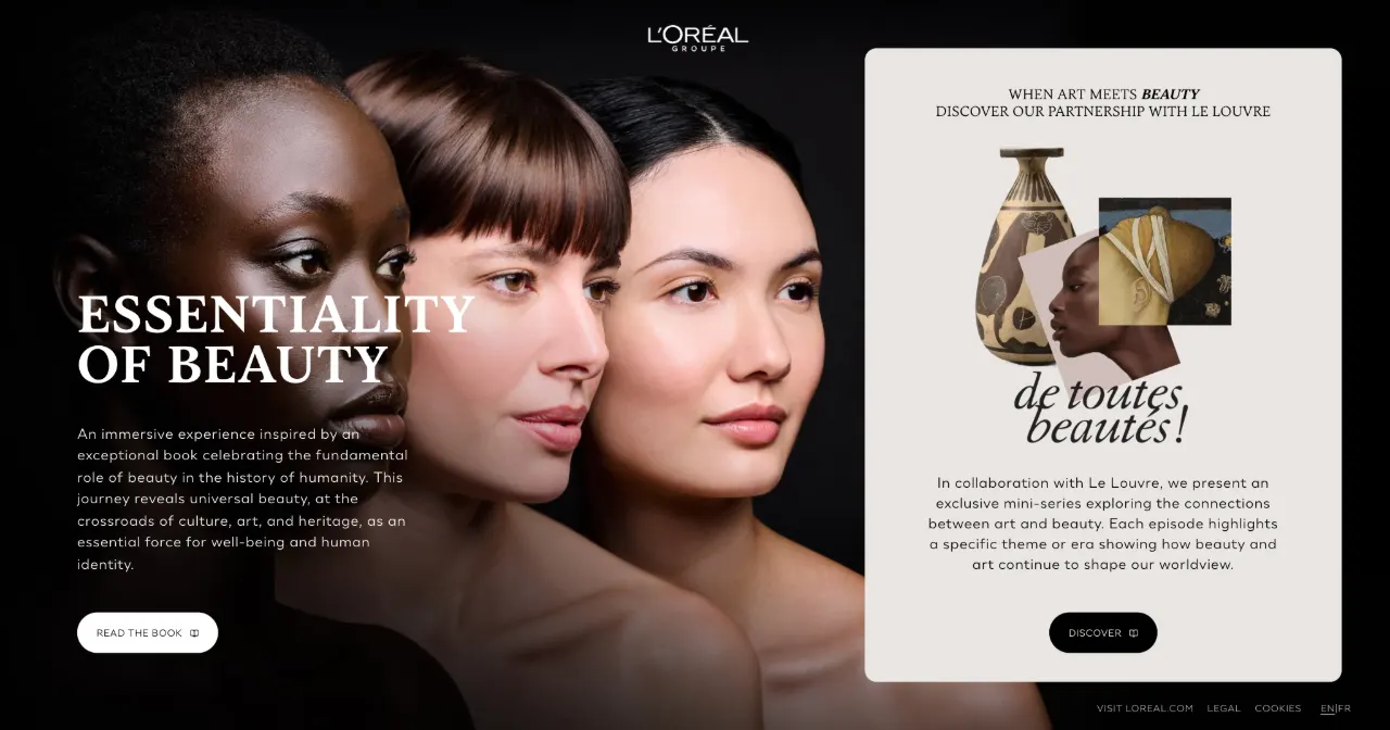 Capture d’écran du site Essentiality of Beauty