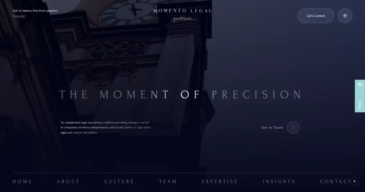 Capture d’écran du site Momento Legal