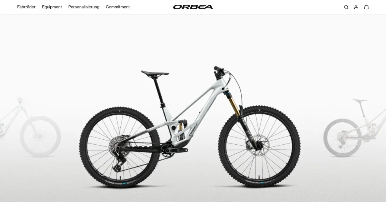 Capture d’écran du site Orbea