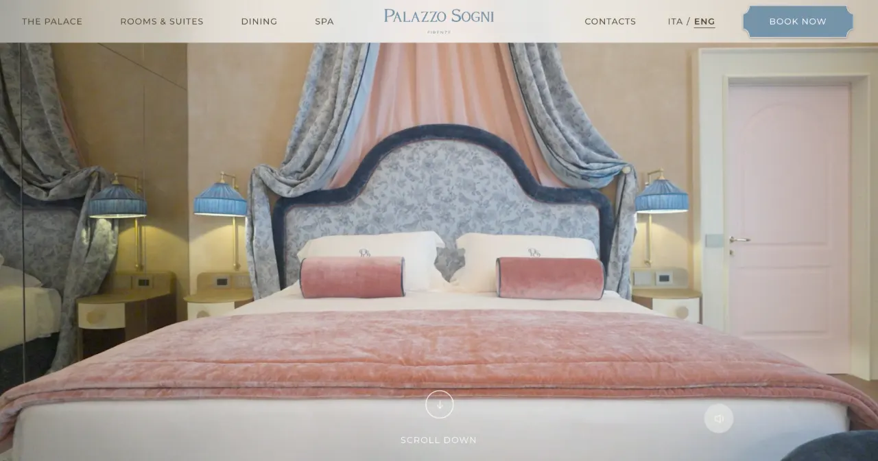 Capture d’écran du site Palazzo Sogni