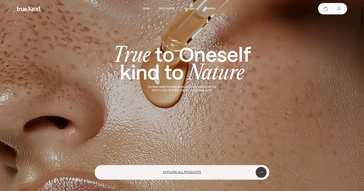 Capture d’écran du site Truekind Skincare
